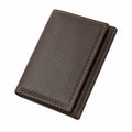Portefeuille pliant 11.5 x 9.5 cm en similicuir marron style classique