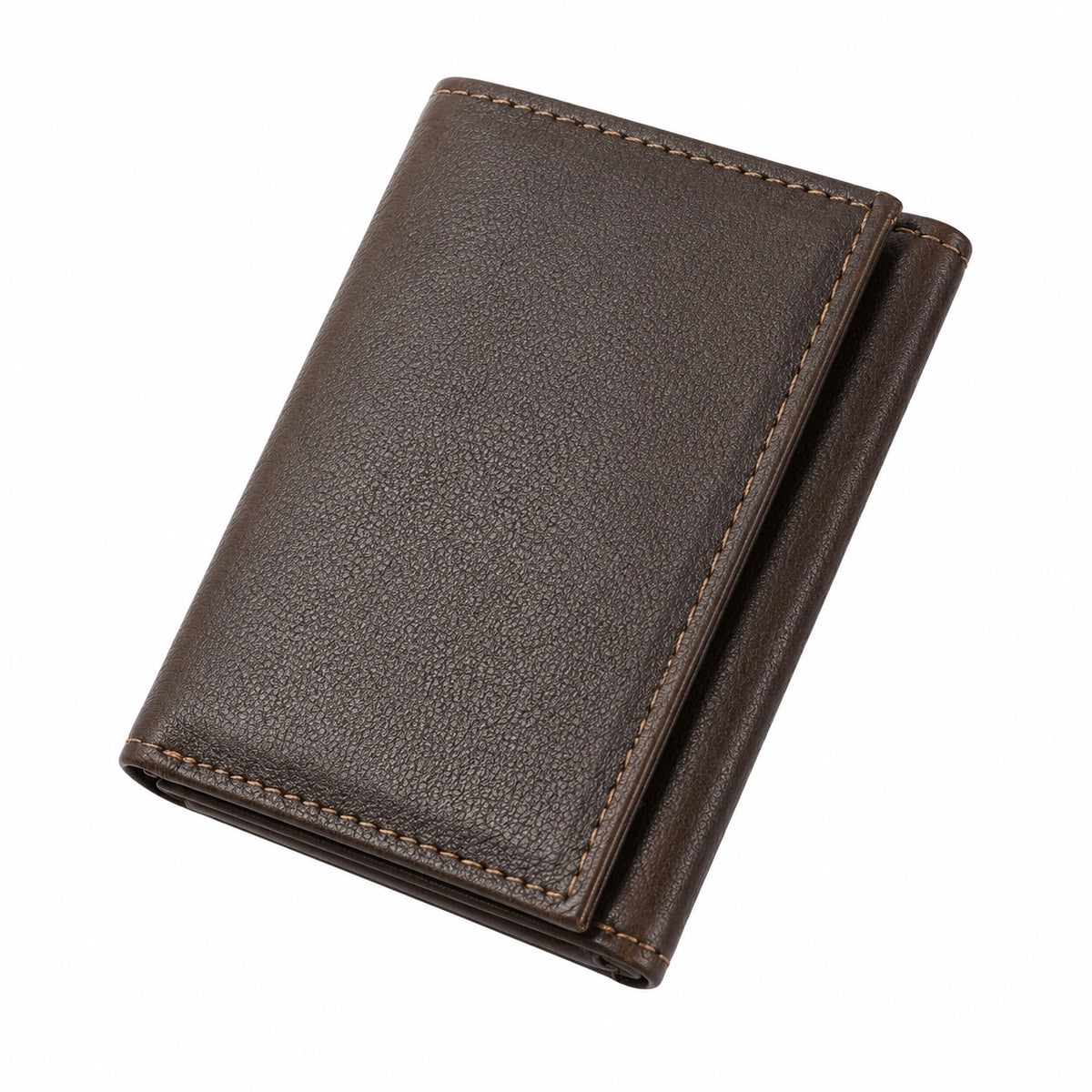 Portefeuille pliant 11.5 x 9.5 cm en similicuir marron style classique