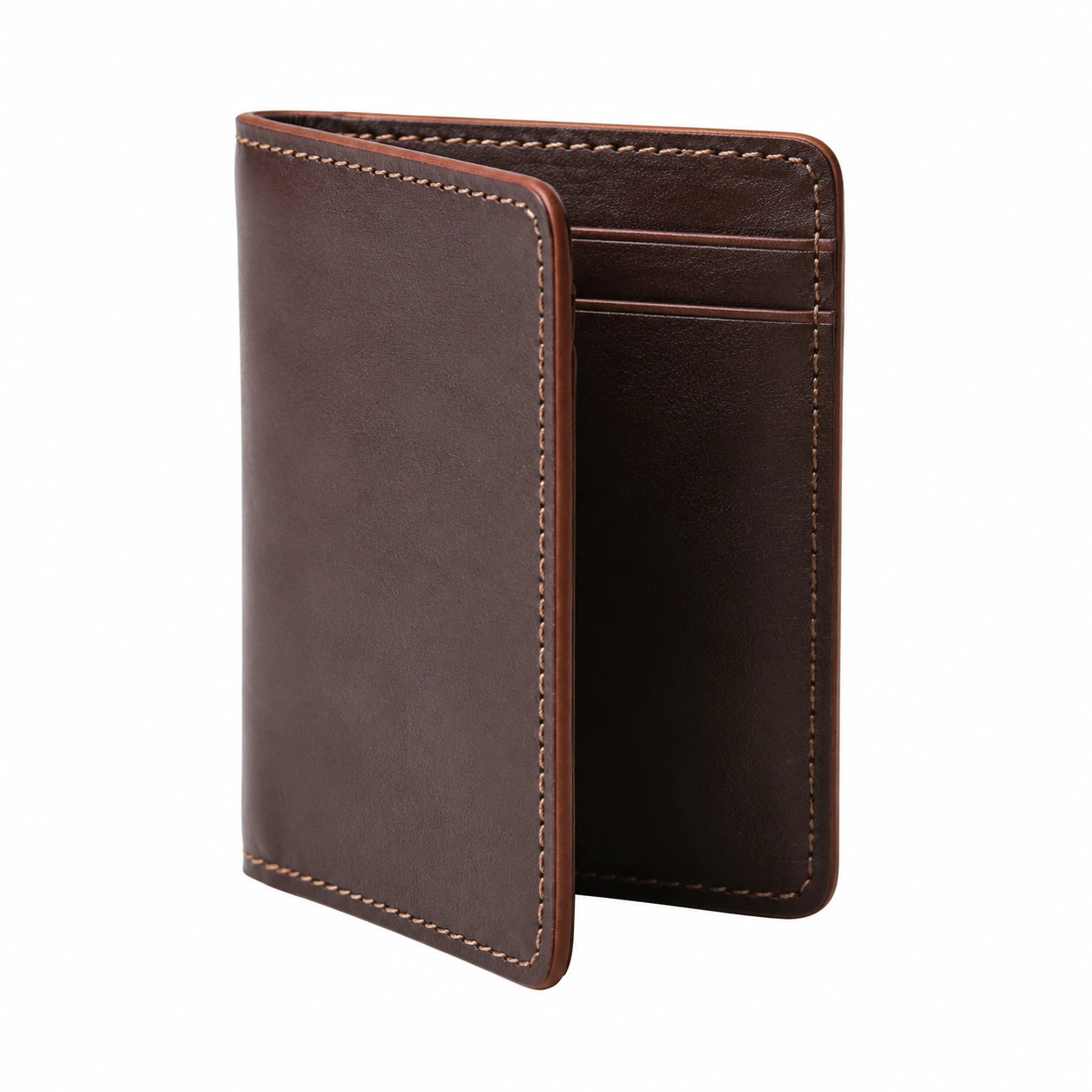 Portefeuille pliant 11 x 9 x 1 cm en cuir marron avec rangements pour cartes