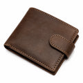 Portefeuille 12 x 10 x 2 cm en cuir marron à fermeture pression compact