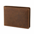 Portefeuille pliant 11 x 9 x 1.5 cm en cuir brun style classique