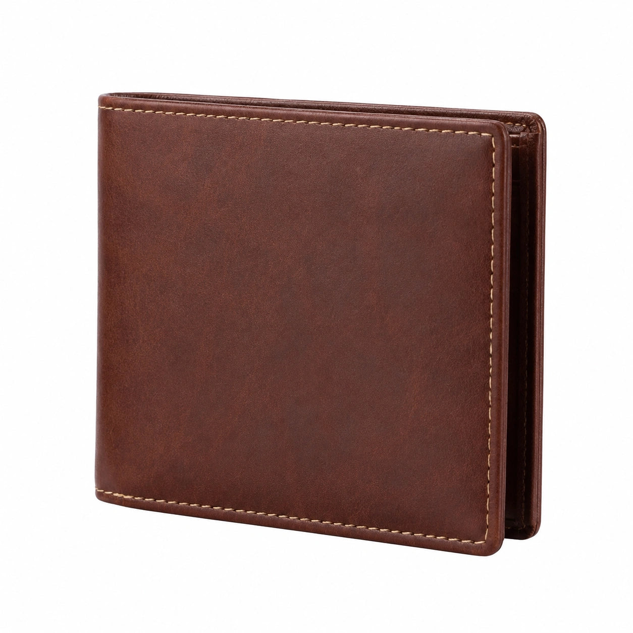 Portefeuille pliant 12 x 9.5 cm en matière synthétique marron pour cartes et billets