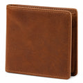 Portefeuille pliant 11.5 x 9.5 x 2 cm en cuir marron style classique