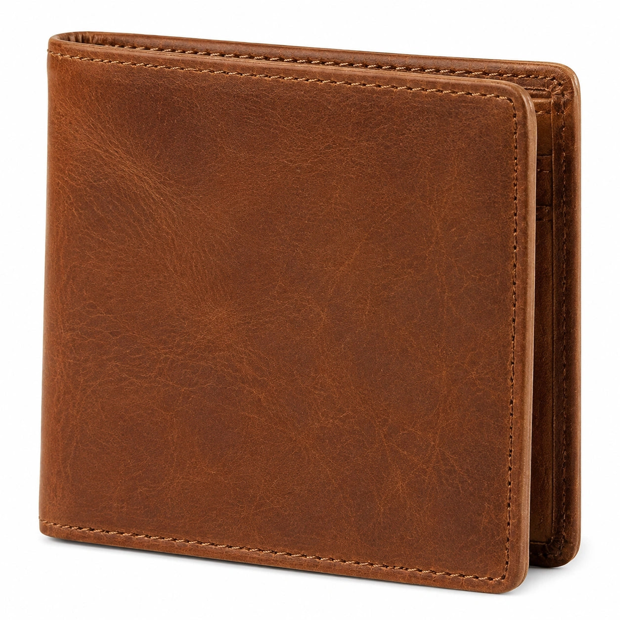 Portefeuille pliant 11.5 x 9.5 x 2 cm en cuir marron style classique