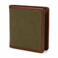 Portefeuille pliant 11.5 x 9.5 cm en toile et similicuir vert kaki marron compact