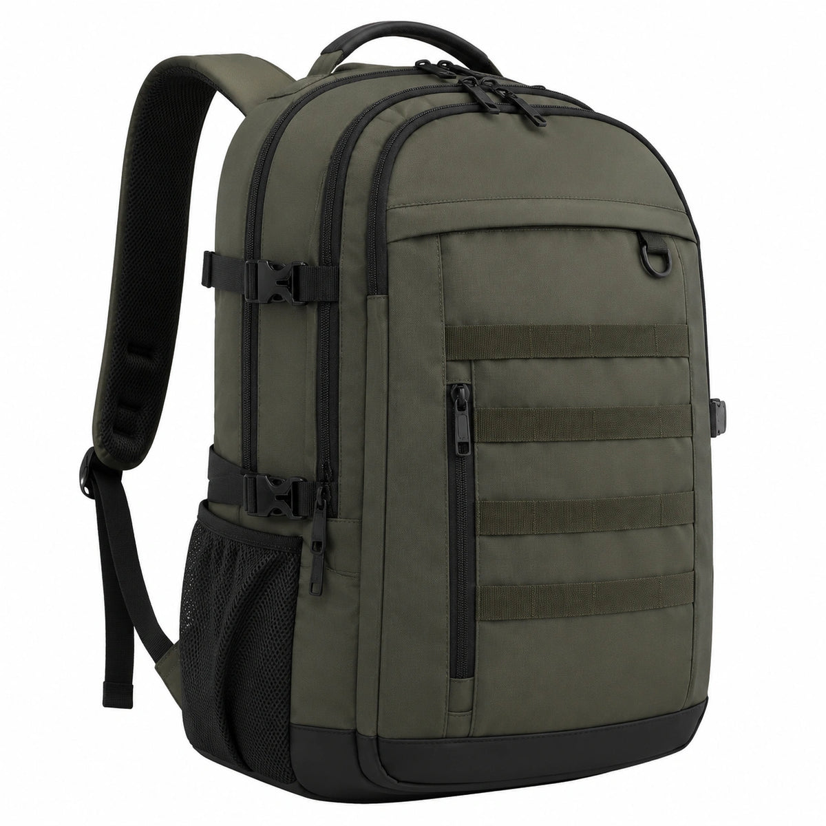 Sac à dos 48 x 32 x 20 cm en tissu synthétique vert kaki pour voyage à compartiments multiples