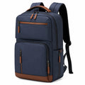 Sac à dos 32 x 16 x 45 cm en polyester bleu marine et marron avec compartiments zippés pour travail et voyage