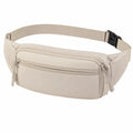 Sac banane 32 x 8 x 16 cm en textile beige à compartiments zippés ajustable