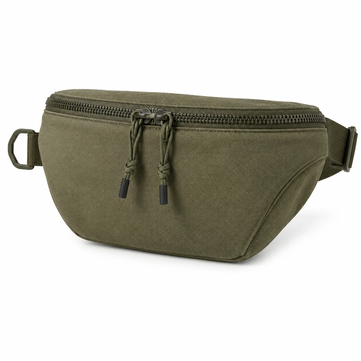Sac banane 30 x 8 x 16 cm en textile vert kaki - fermeture zippée réglable