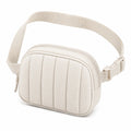 Sac banane 22 x 8 x 15 cm beige en textile matelassé avec sangle réglable