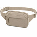 Sac banane 24 x 15 x 7 cm en textile beige à compartiments pour usage quotidien