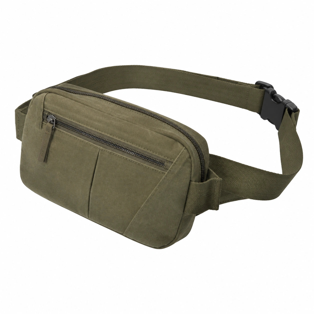 Sac banane 25 x 7 x 15 cm en tissu kaki à ceinture réglable