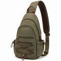 Sac à dos bandoulière 20 x 10 x 35 cm en toile vert kaki rangement multipoches