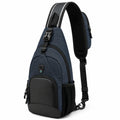 Sac à dos bandoulière 32 x 12 x 47 cm en polyester bleu marine et noir - Compartiments zippés urbain