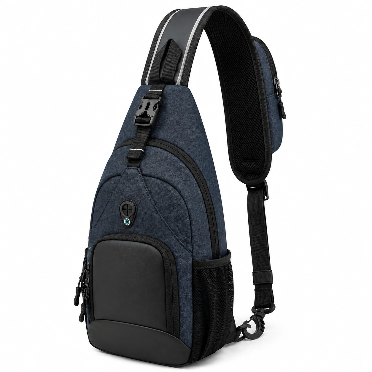 Sac à dos bandoulière 32 x 12 x 47 cm en polyester bleu marine et noir - Compartiments zippés urbain