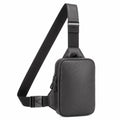 Sac bandoulière 18 x 7 x 30 cm noir en similicuir style urbain à compartiments zippés