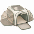 Sac de transport extensible pour chat 45 x 28 x 28 cm en tissu et maille beige vert sauge