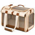 Sac de transport pour animal 45 x 28 x 30 cm textile beige et marron pliable