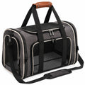 Sac de transport pour animaux 45 cm textile gris noir avec panneaux en maille et bandoulière