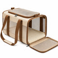 Sac de transport pour animaux 43 x 28 x 28 cm en polyester beige et marron avec maille respirante