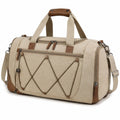 Sac de voyage 50 x 25 x 28 cm en toile beige et marron avec bandoulière ajustable