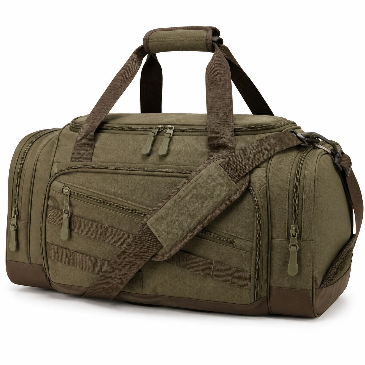 Sac de voyage 50 cm en tissu synthétique vert kaki à compartiments multiples